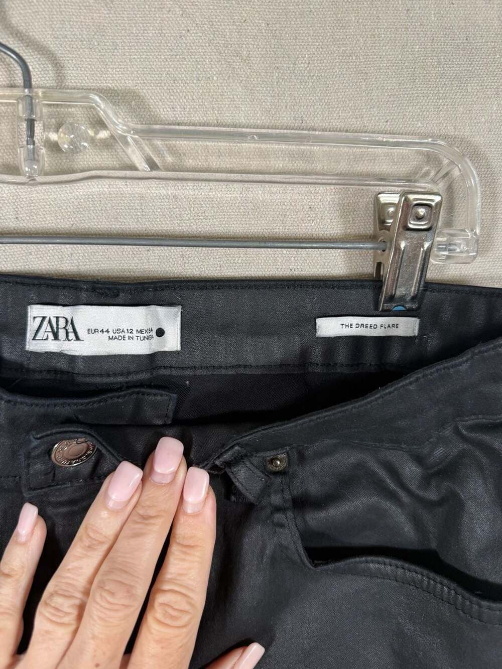 ZARA The Dreed Flare Black Coated Jeans - Picture 2 of 5